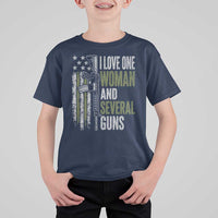 I Love One Woman And Several Guns T Shirt For Kid Vintage American Flag Funny Husband Gun Lover