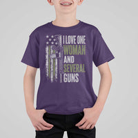 I Love One Woman And Several Guns T Shirt For Kid Vintage American Flag Funny Husband Gun Lover