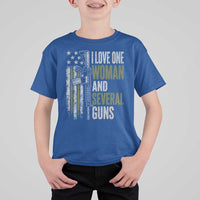 I Love One Woman And Several Guns T Shirt For Kid Vintage American Flag Funny Husband Gun Lover