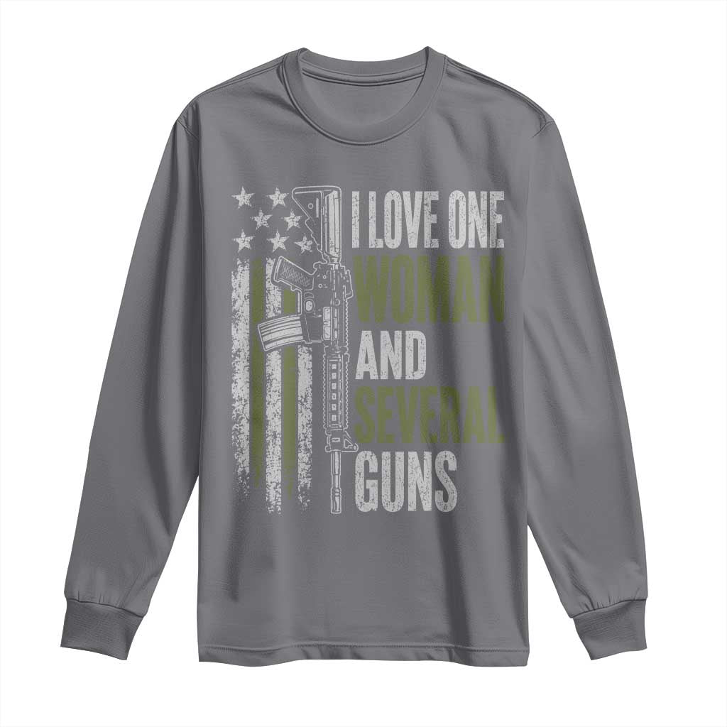I Love One Woman And Several Guns Long Sleeve Shirt Vintage American Flag Funny Husband Gun Lover