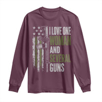 I Love One Woman And Several Guns Long Sleeve Shirt Vintage American Flag Funny Husband Gun Lover