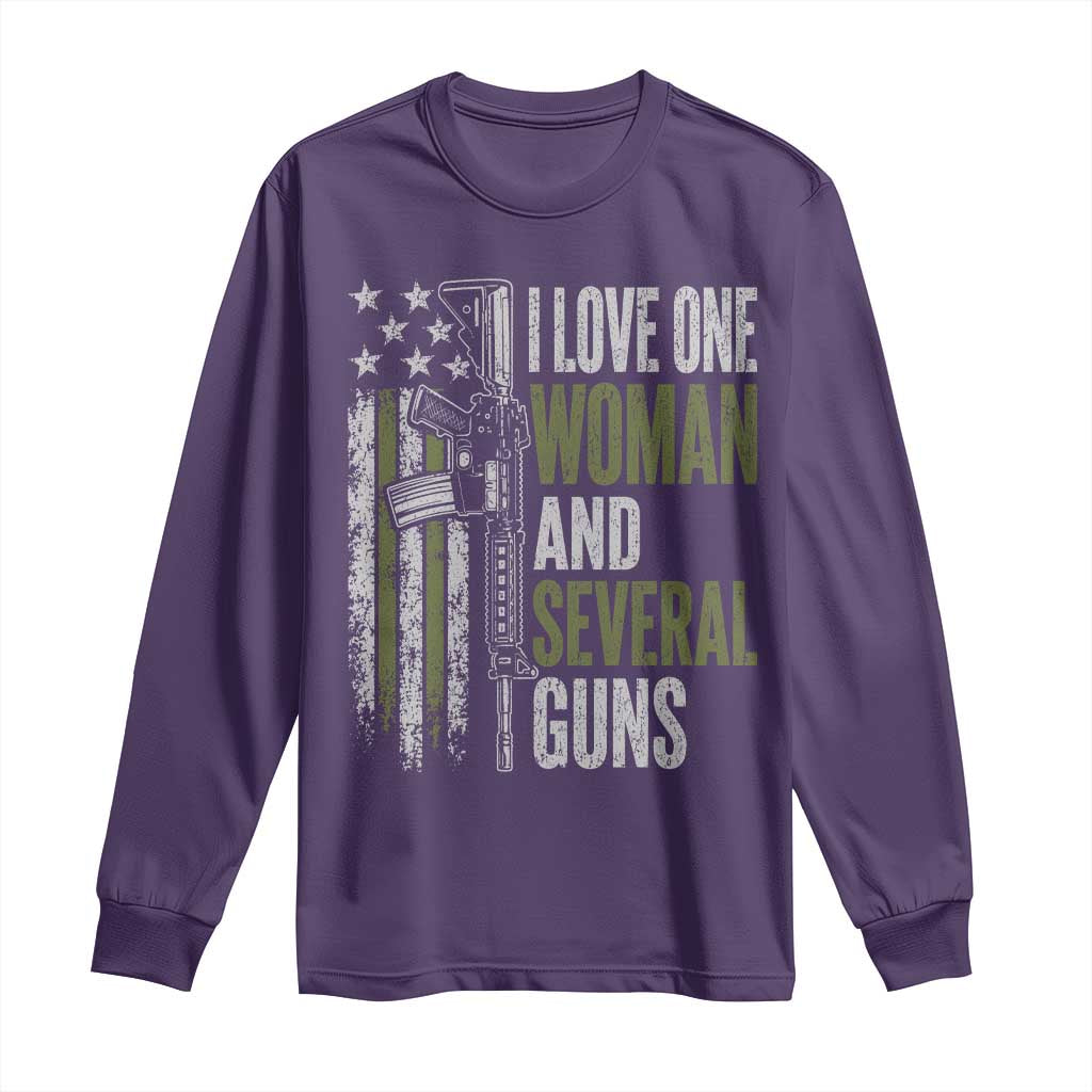 I Love One Woman And Several Guns Long Sleeve Shirt Vintage American Flag Funny Husband Gun Lover