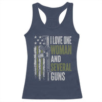 I Love One Woman And Several Guns Racerback Tank Top Vintage American Flag Funny Husband Gun Lover