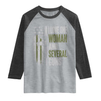 I Love One Woman And Several Guns Raglan Shirt Vintage American Flag Funny Husband Gun Lover