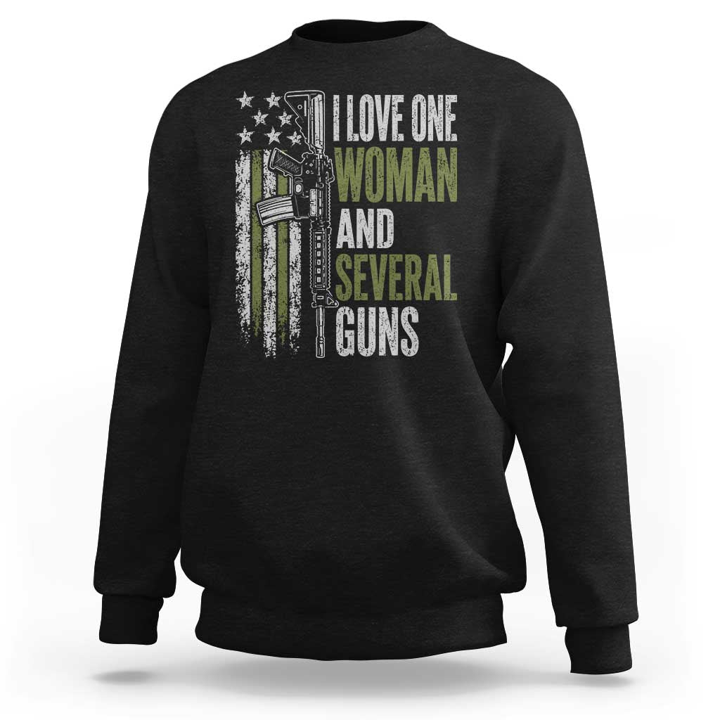 I Love One Woman And Several Guns Sweatshirt Vintage American Flag Funny Husband Gun Lover