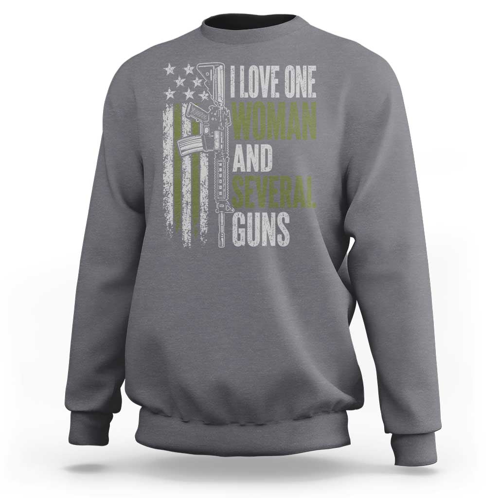 I Love One Woman And Several Guns Sweatshirt Vintage American Flag Funny Husband Gun Lover
