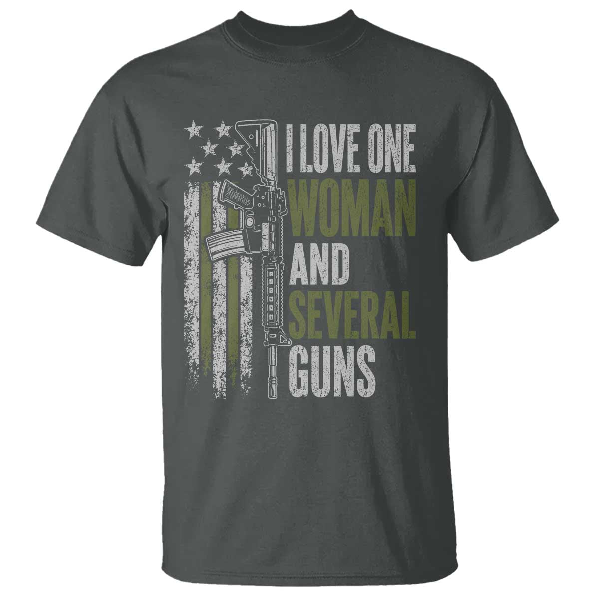 I Love One Woman And Several Guns T Shirt Vintage American Flag Funny Husband Gun Lover