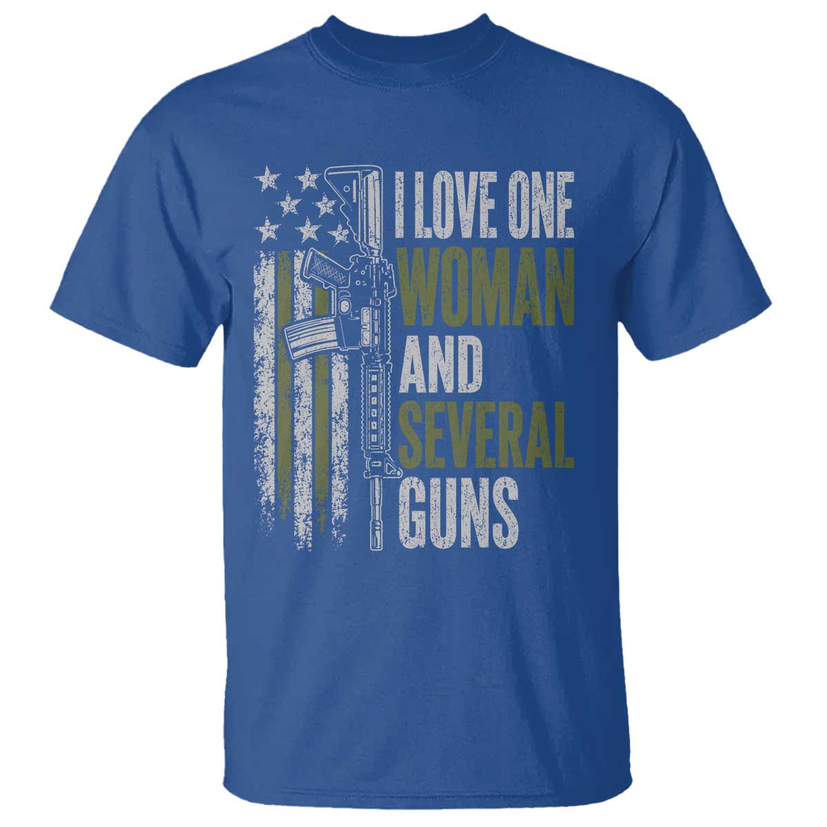 I Love One Woman And Several Guns T Shirt Vintage American Flag Funny Husband Gun Lover