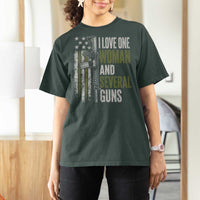 I Love One Woman And Several Guns T Shirt For Women Vintage American Flag Funny Husband Gun Lover
