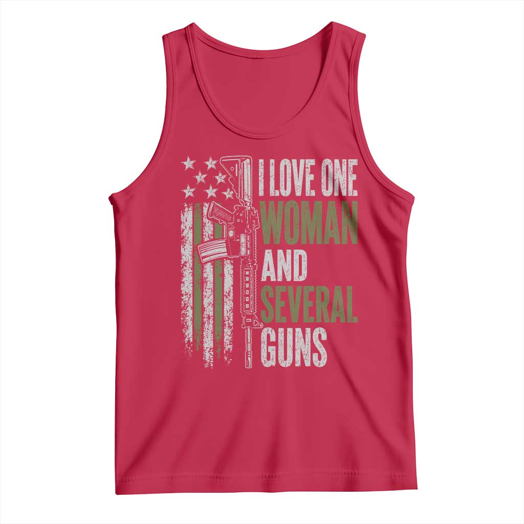 I Love One Woman And Several Guns Tank Top Vintage American Flag Funny Husband Gun Lover