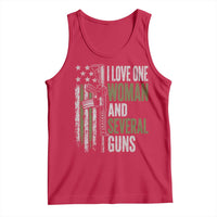 I Love One Woman And Several Guns Tank Top Vintage American Flag Funny Husband Gun Lover