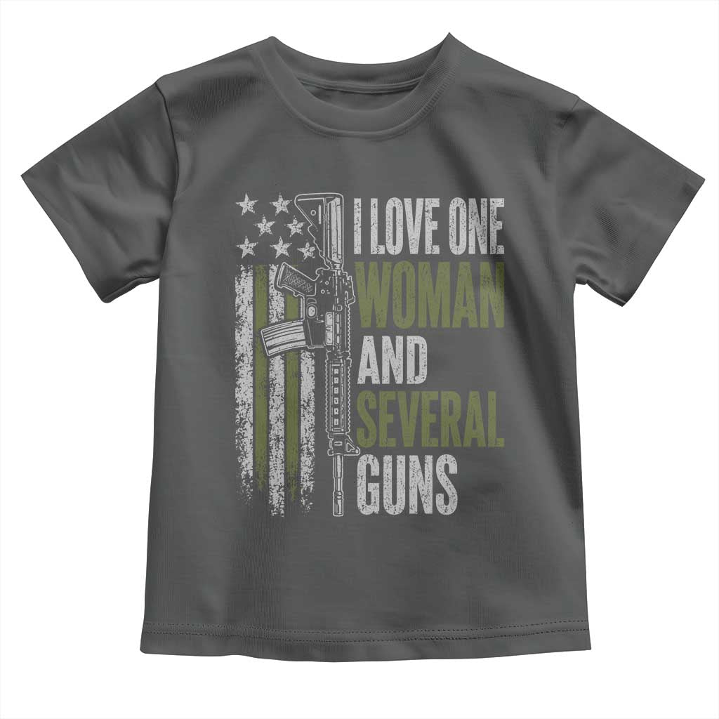 I Love One Woman And Several Guns Toddler T Shirt Vintage American Flag Funny Husband Gun Lover