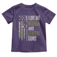 I Love One Woman And Several Guns Toddler T Shirt Vintage American Flag Funny Husband Gun Lover