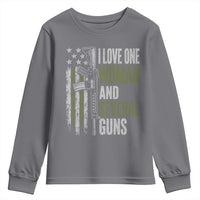 I Love One Woman And Several Guns Youth Sweatshirt Vintage American Flag Funny Husband Gun Lover