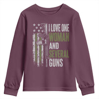 I Love One Woman And Several Guns Youth Sweatshirt Vintage American Flag Funny Husband Gun Lover