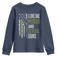 I Love One Woman And Several Guns Youth Sweatshirt Vintage American Flag Funny Husband Gun Lover