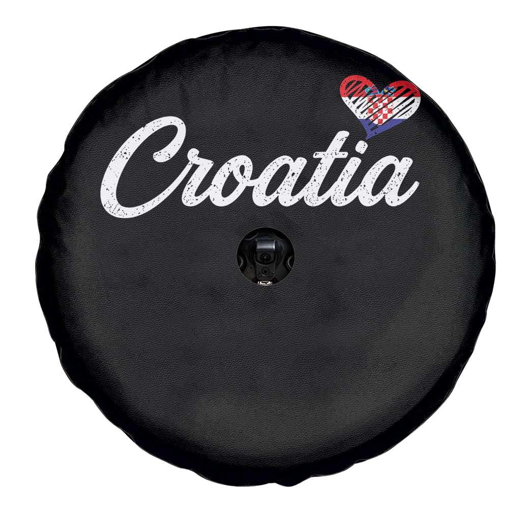 Croatia Spare Tire Cover Hrvatska Simple Love Croatian Flag Heart