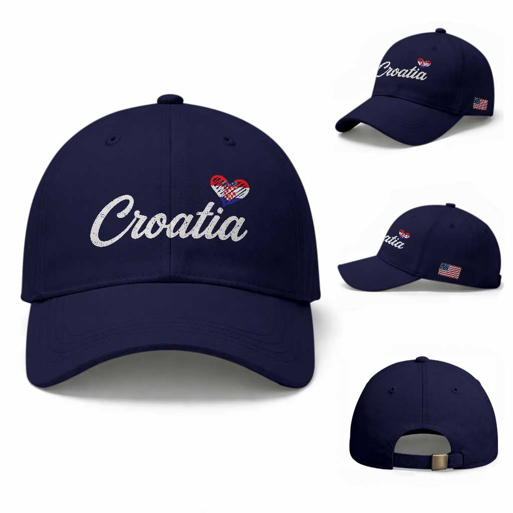Croatia Baseball Cap Hrvatska Simple Love Croatian Flag Heart