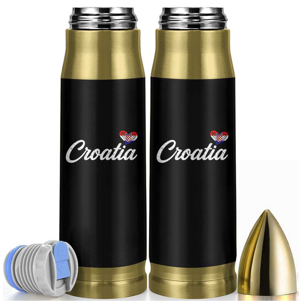 Croatia Bullet Tumbler Hrvatska Simple Love Croatian Flag Heart