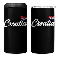Croatia 4 in 1 Can Cooler Tumbler Hrvatska Simple Love Croatian Flag Heart