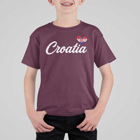 Croatia T Shirt For Kid Hrvatska Simple Love Croatian Flag Heart