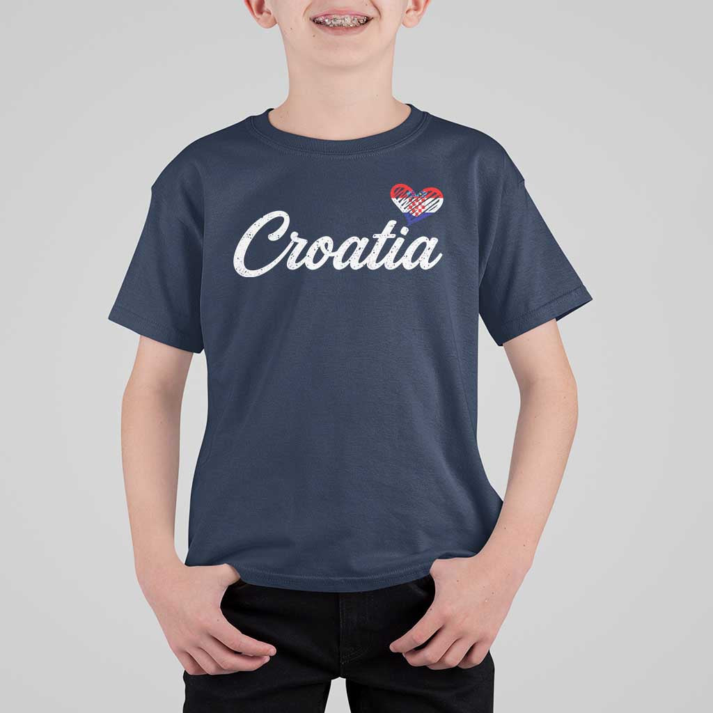 Croatia T Shirt For Kid Hrvatska Simple Love Croatian Flag Heart