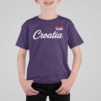 Croatia T Shirt For Kid Hrvatska Simple Love Croatian Flag Heart