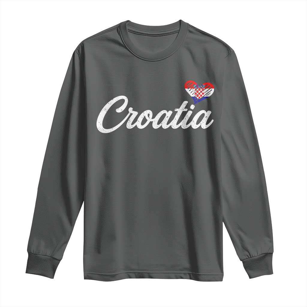 Croatia Long Sleeve Shirt Hrvatska Simple Love Croatian Flag Heart