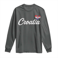 Croatia Long Sleeve Shirt Hrvatska Simple Love Croatian Flag Heart