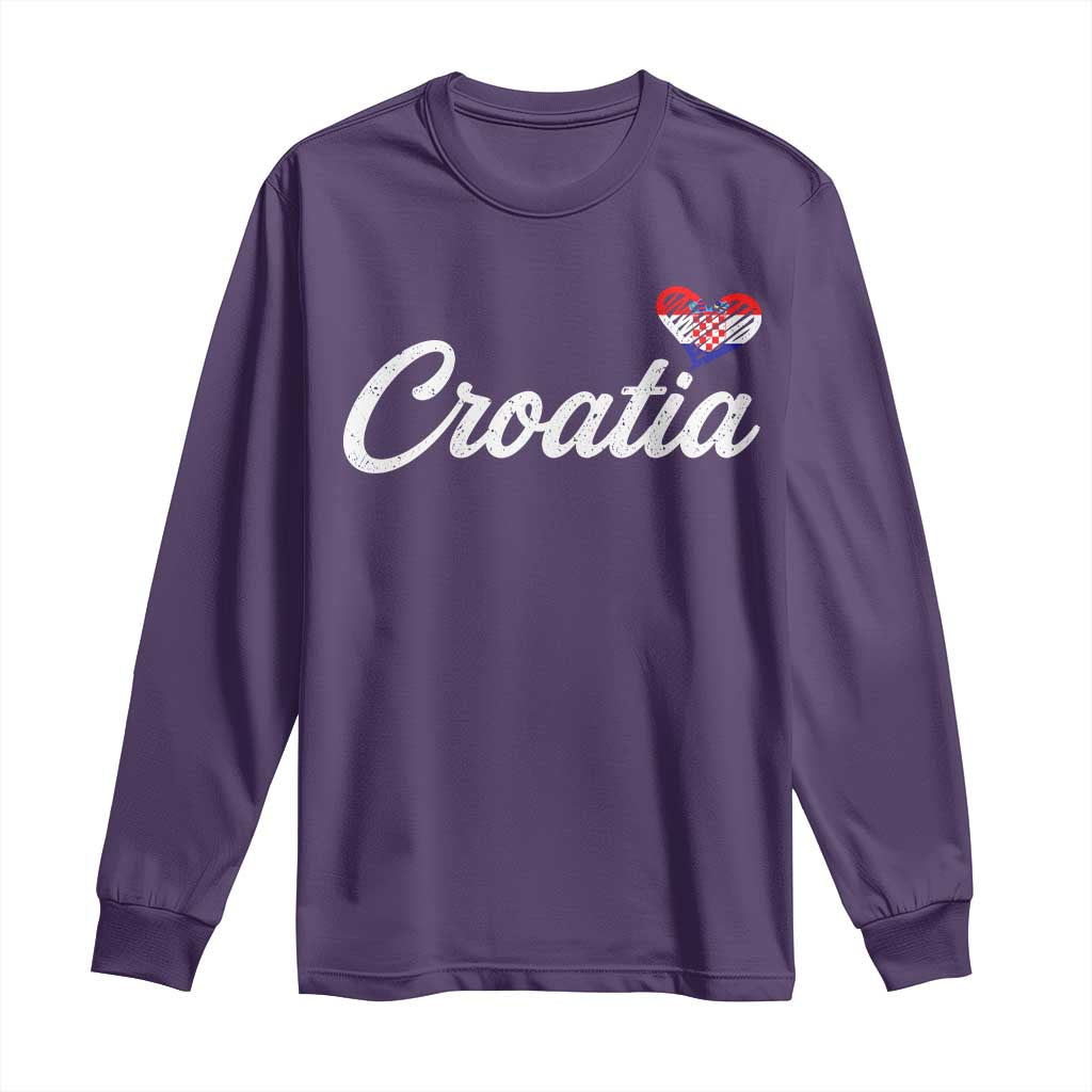 Croatia Long Sleeve Shirt Hrvatska Simple Love Croatian Flag Heart