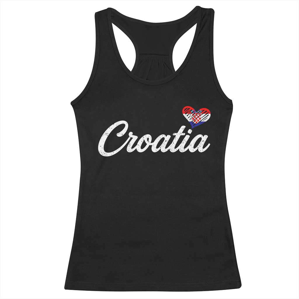Croatia Racerback Tank Top Hrvatska Simple Love Croatian Flag Heart
