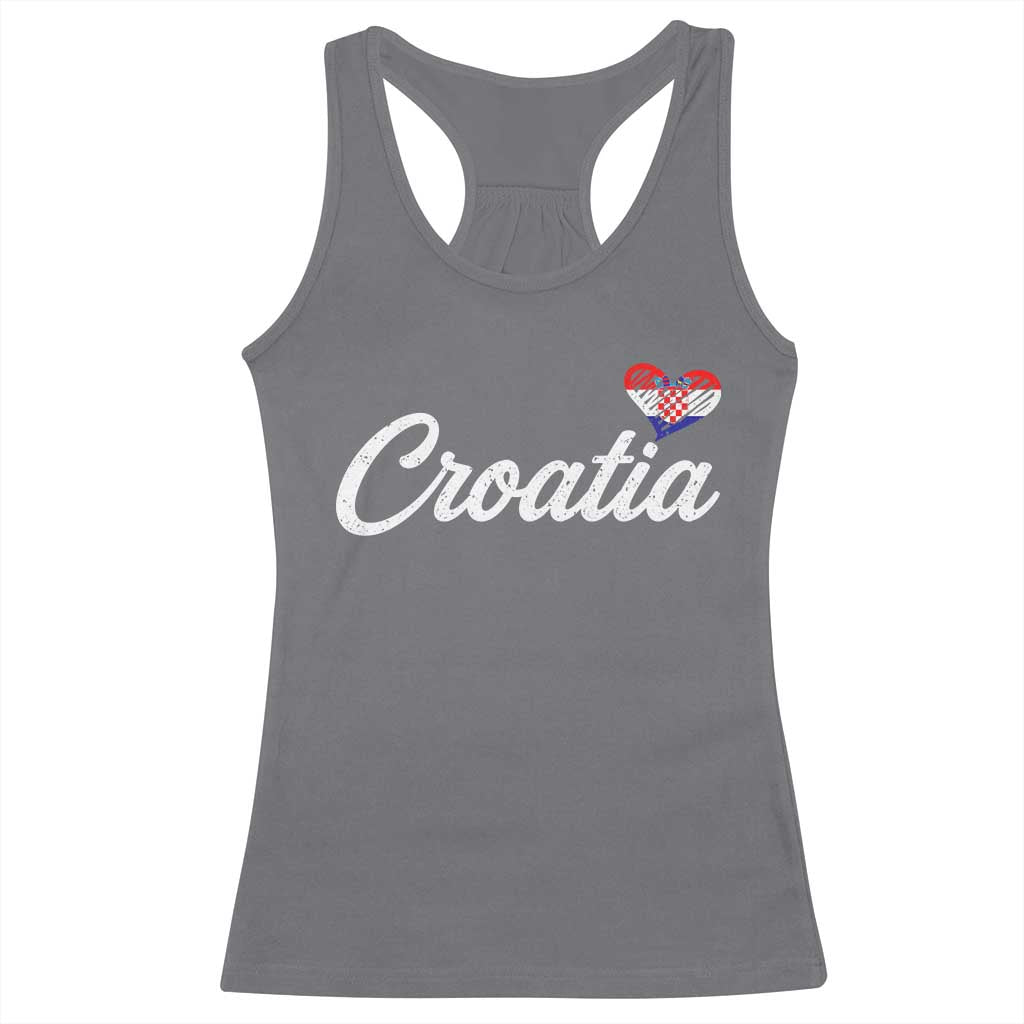 Croatia Racerback Tank Top Hrvatska Simple Love Croatian Flag Heart