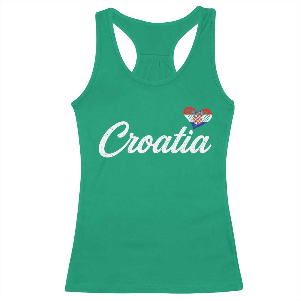 Croatia Racerback Tank Top Hrvatska Simple Love Croatian Flag Heart