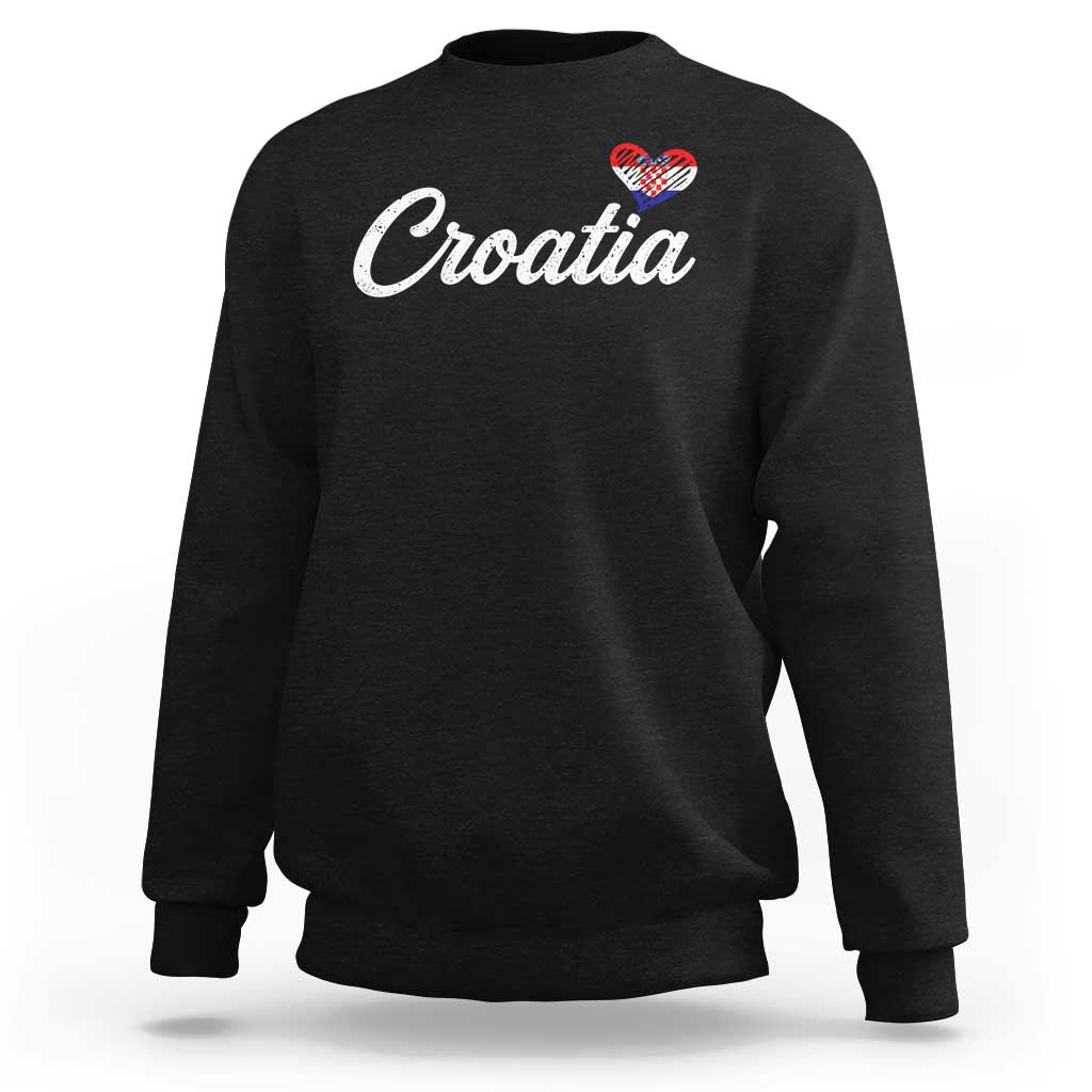 Croatia Sweatshirt Hrvatska Simple Love Croatian Flag Heart