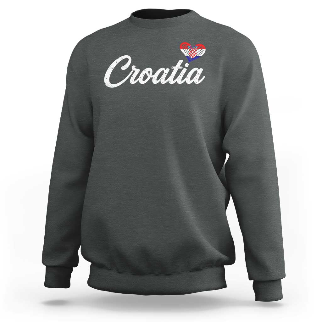 Croatia Sweatshirt Hrvatska Simple Love Croatian Flag Heart