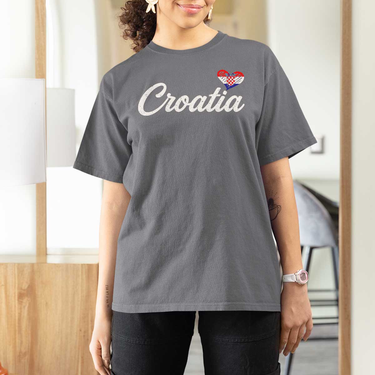 Croatia T Shirt For Women Hrvatska Simple Love Croatian Flag Heart