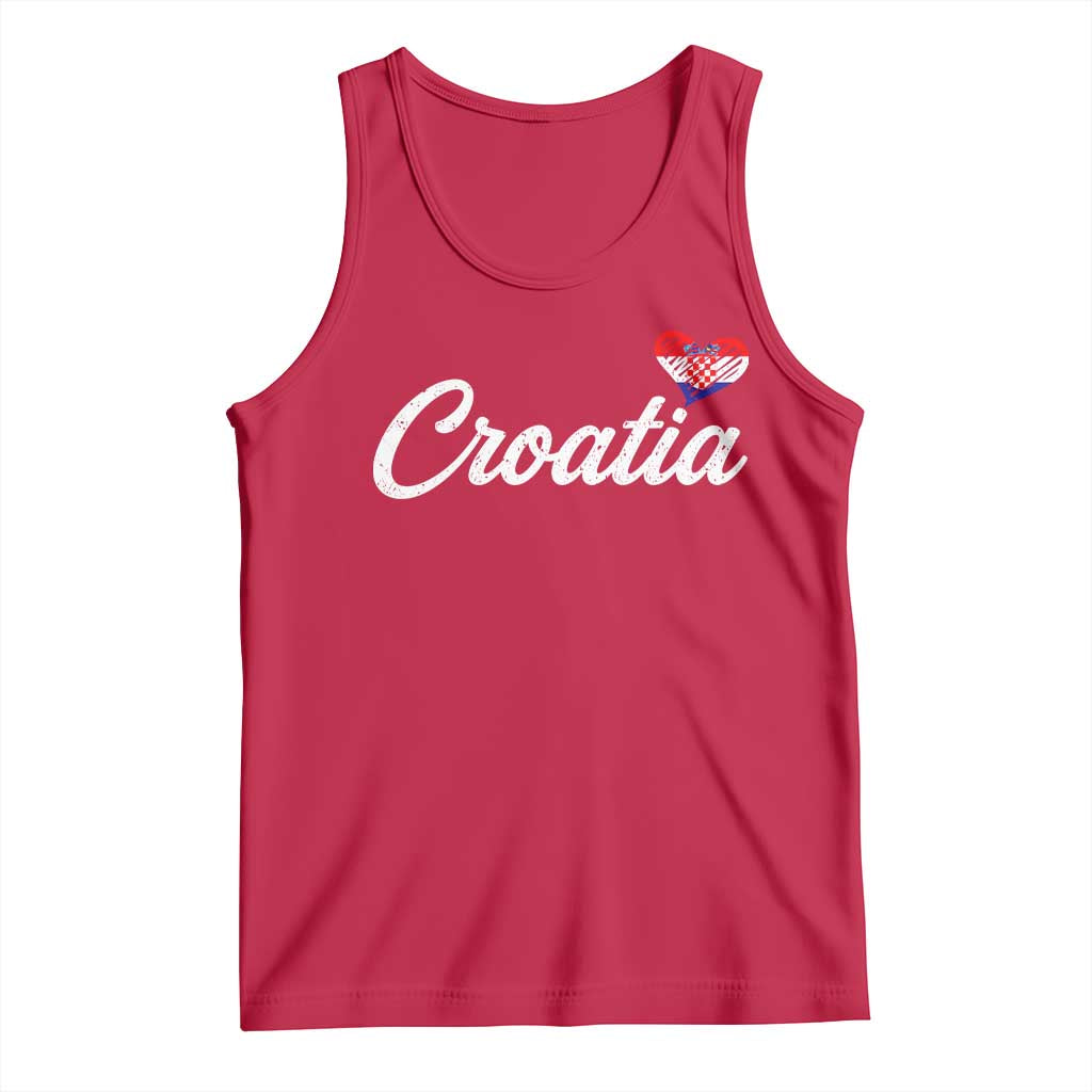 Croatia Tank Top Hrvatska Simple Love Croatian Flag Heart