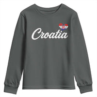 Croatia Youth Sweatshirt Hrvatska Simple Love Croatian Flag Heart