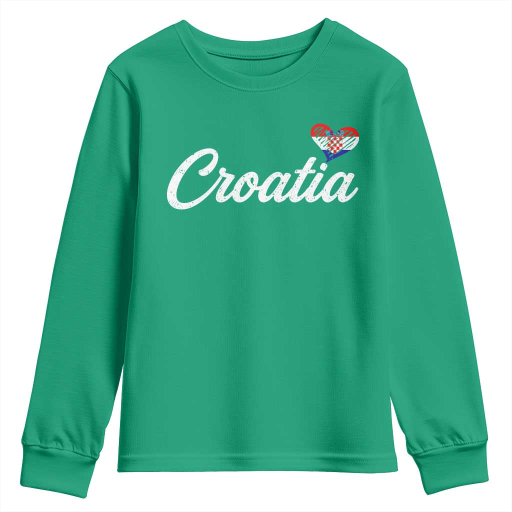 Croatia Youth Sweatshirt Hrvatska Simple Love Croatian Flag Heart