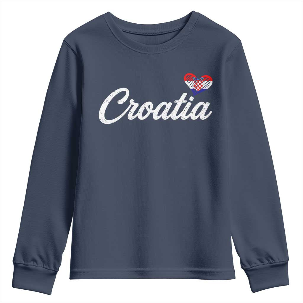 Croatia Youth Sweatshirt Hrvatska Simple Love Croatian Flag Heart