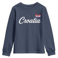 Croatia Youth Sweatshirt Hrvatska Simple Love Croatian Flag Heart