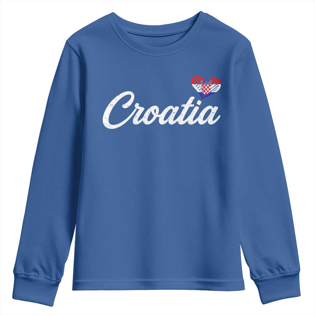 Croatia Youth Sweatshirt Hrvatska Simple Love Croatian Flag Heart
