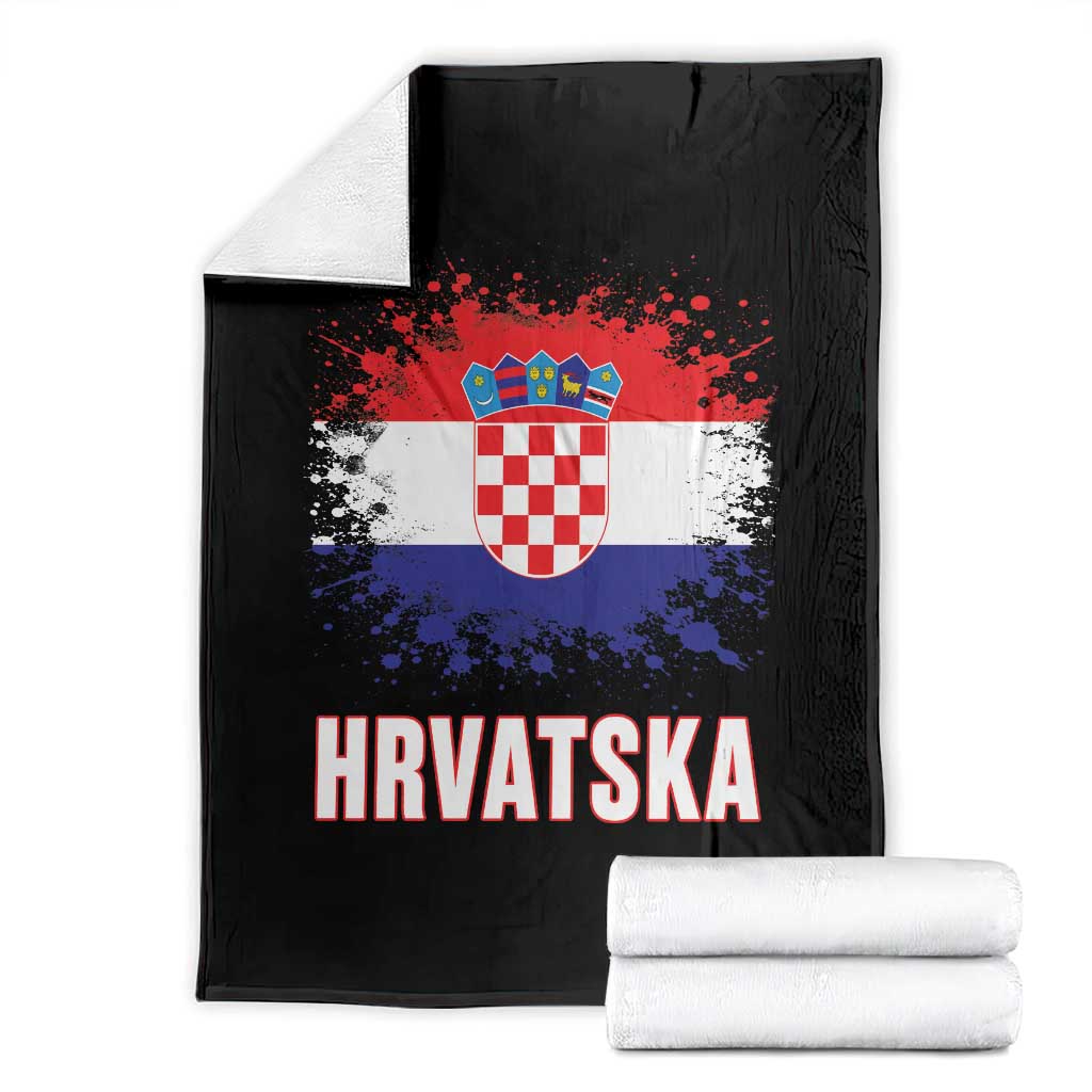 Hrvatska Throw Blanket Retro Vintage Watercolors Sport Croatia Croatian Flag