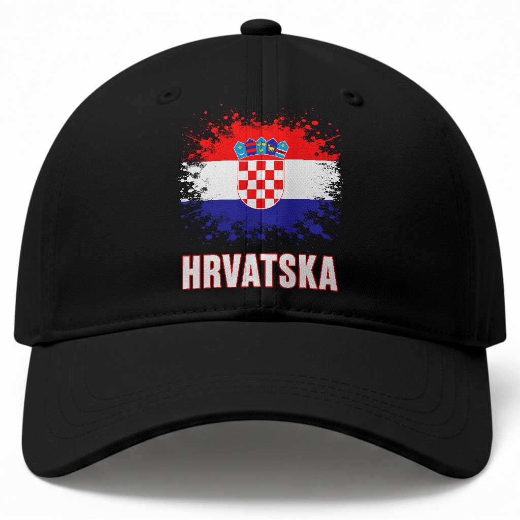 Hrvatska Baseball Cap Retro Vintage Watercolors Sport Croatia Croatian Flag