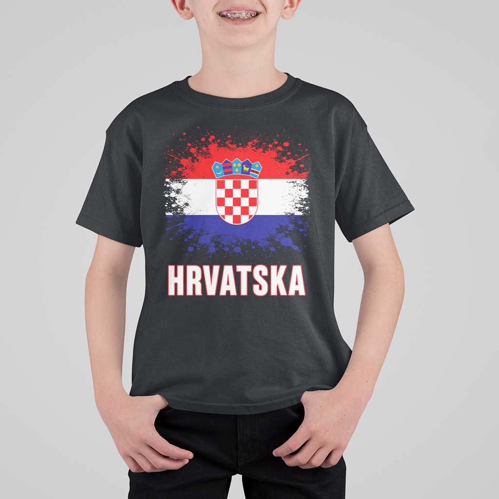 Hrvatska T Shirt For Kid Retro Vintage Watercolors Sport Croatia Croatian Flag