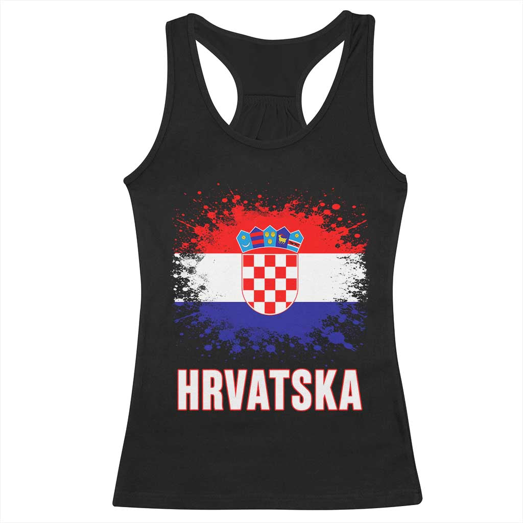 Hrvatska Racerback Tank Top Retro Vintage Watercolors Sport Croatia Croatian Flag
