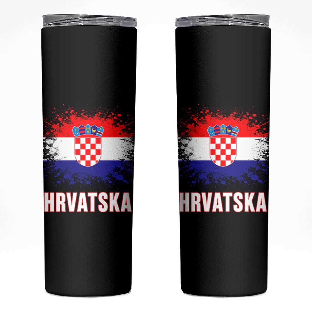 Hrvatska Skinny Tumbler Retro Vintage Watercolors Sport Croatia Croatian Flag