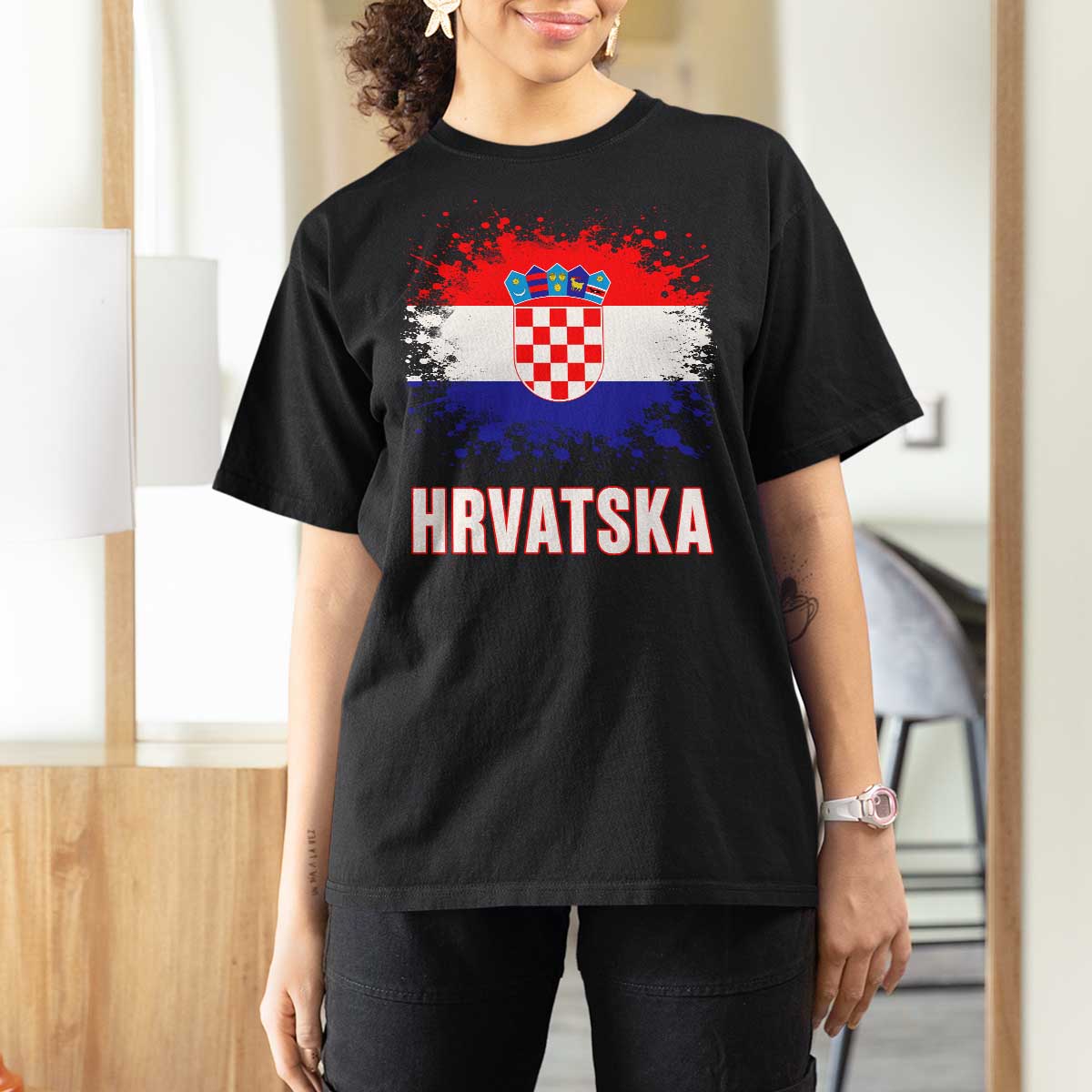 Hrvatska T Shirt For Women Retro Vintage Watercolors Sport Croatia Croatian Flag