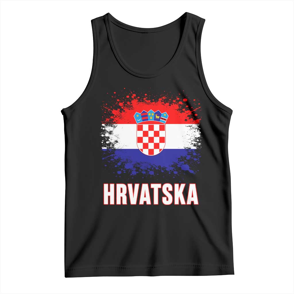Hrvatska Tank Top Retro Vintage Watercolors Sport Croatia Croatian Flag