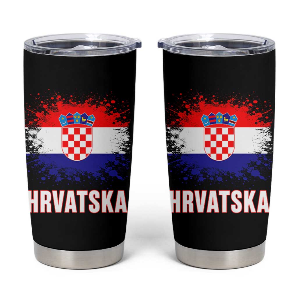 Hrvatska Tumbler Cup Retro Vintage Watercolors Sport Croatia Croatian Flag